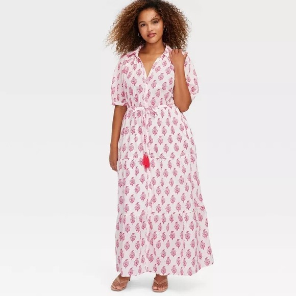 Roller Rabbit x Target Dresses & Skirts - Roller Rabbit x Target Maxi Dress Pink Bouquet Print Short Sleeve Womens M NWT